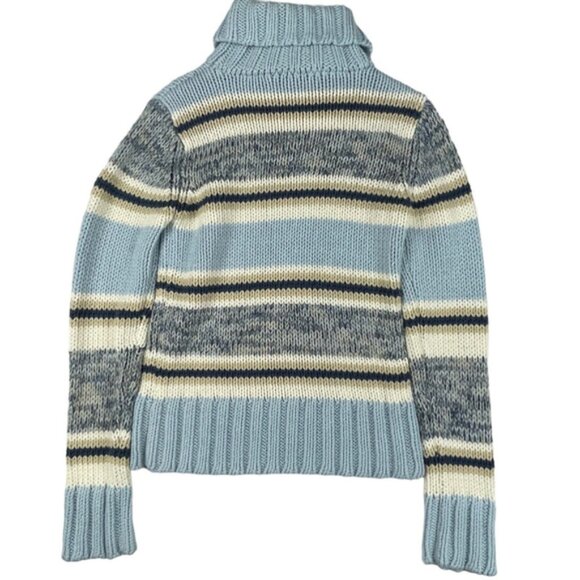 Euroad Sweater Womens Large Multi Striped Knit Acrylic Long Sleeve Turtleneck - Picture 2 of 10